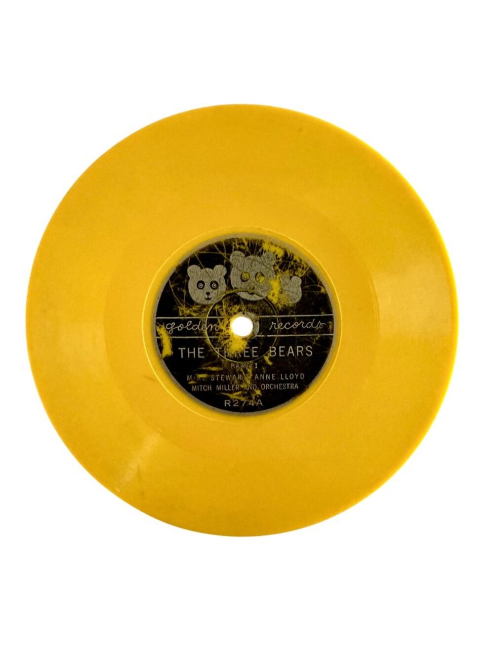 Vintage Golden Records Three Bears Yellow Plastic Children Record Decor 1950s